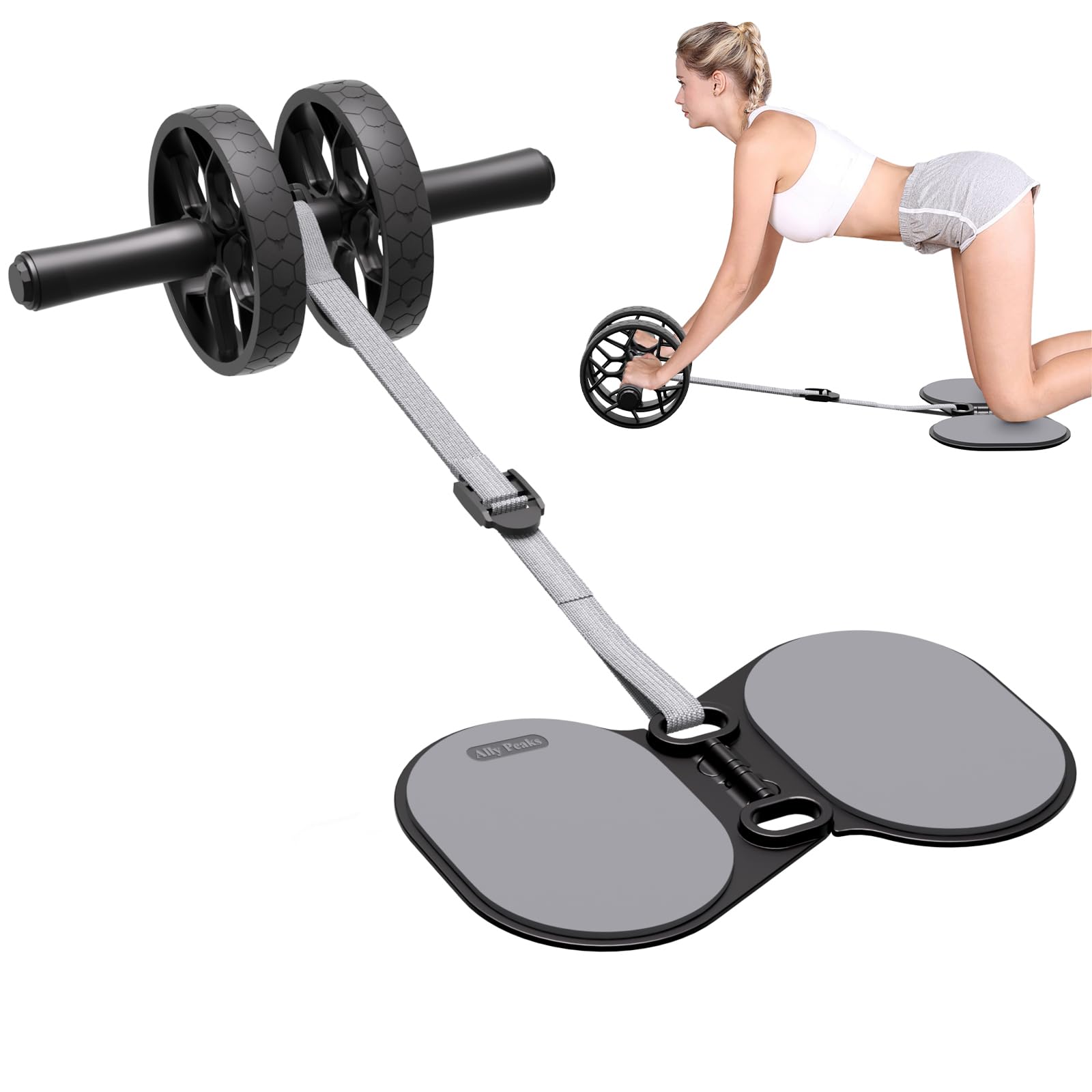 Photo 1 of Ally Peaks Ab Roller Wheel with Adjustable Resistance?Automatic Rebound Abs & Core Workout Equipment for Beginners?All Levels & Post-Exhaustion Detachable Strength Training with Knee Pad.Ab wheel roller for men women