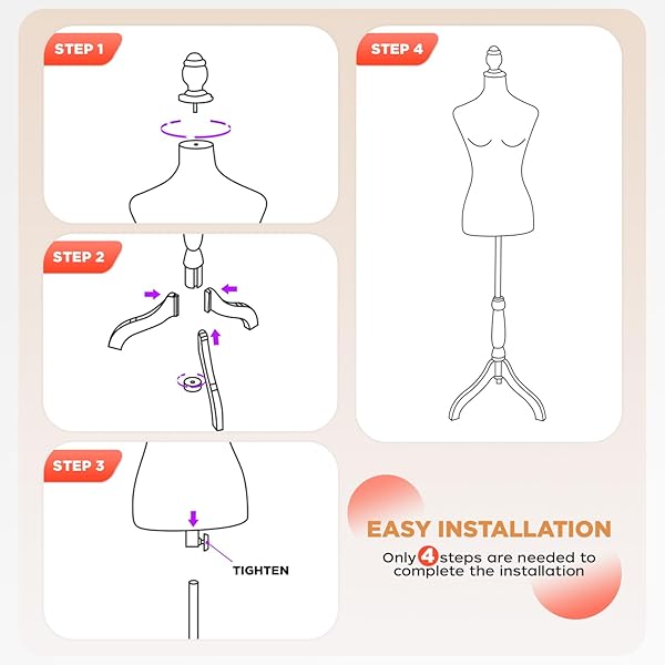 MANNEQUIN BODY DRESS FORM TORSO FEMALE MANIKIN 49.6-63.4 INCH HEIGHT ADJUSTABLE WOODEN TRIPOD STAND HIGH DENSITY FOAM PORTABLE DISPLAY MANNEQUIN (BLACK)