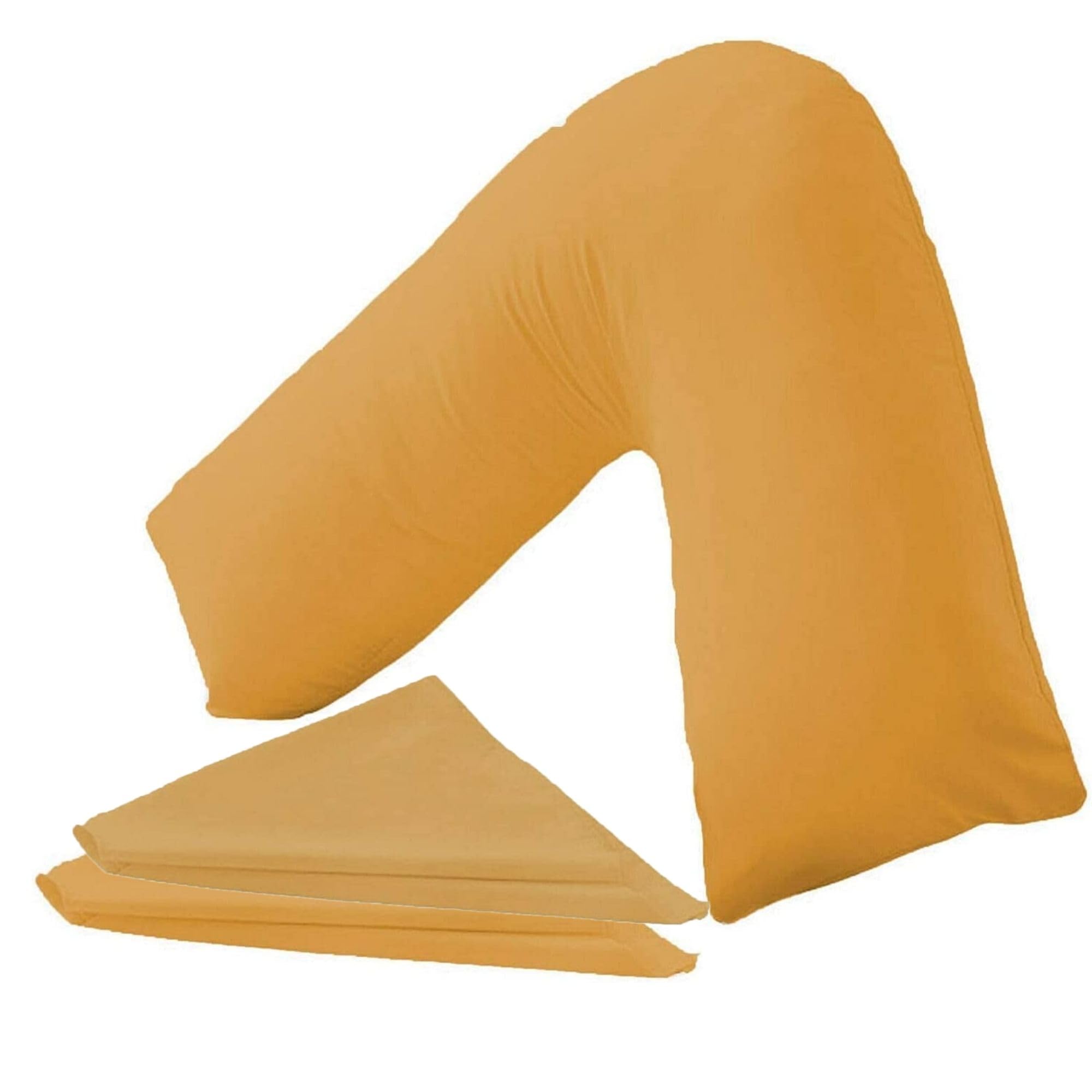 NURBAY V Shaped Pillowcase cover 100% Polycotton V pillow case cover - Neck & Back Support Orthopaedic Pregnancy Nursing V shape Pillow case cover only - Envelope Closure (Mustard)