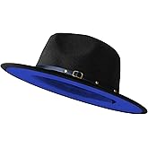 Wide Brim Fedora Hats for Women Men Two Tone Dress Hat Felt Panama Hat in Two Audlt Size