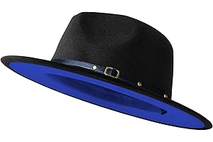 KUJUHA Wide Brim Fedora Hats for Women Men Two Tone Dress Hat Felt Panama Hat in Two Audlt Size