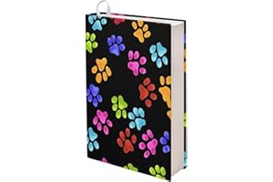 Dolyues Dog Paw Print Book Covers Hard Books Cover for Paperback, Colorful Animal Footprints Book Protector Tablet Case Cover for Teen Adult Book Sleeve Cover Book Lover Gifts