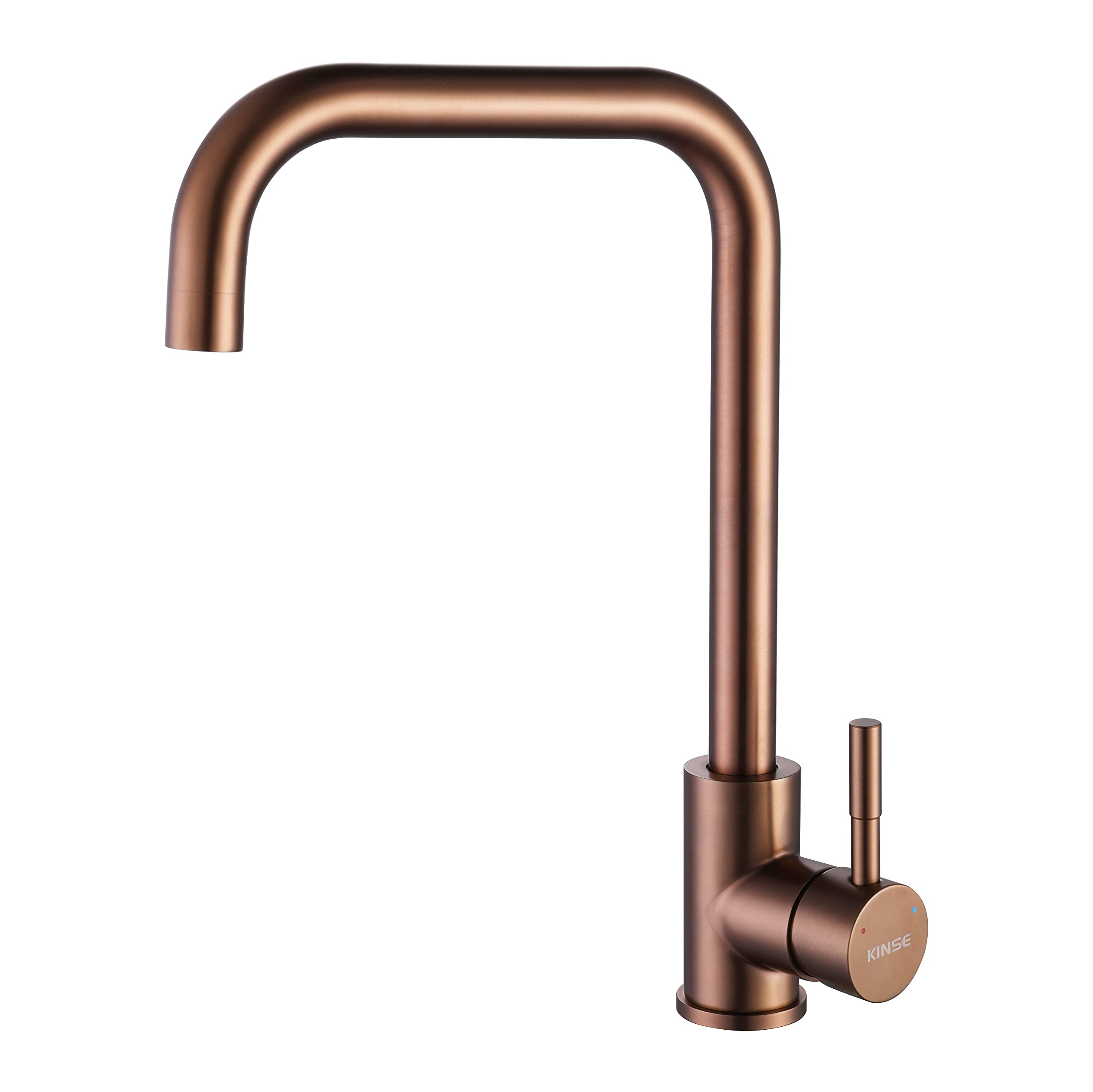 KINSE Kitchen Mixer Tap, 360° Swivel Kitchen Sink Faucet, Stainless Steel, Single-Handle, Rose Gold