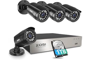 ZOSI 3K Lite Security Camera System with AI Human Vehicle Detection,H.265+ 8CH HD TVI Video DVR Recorder with 4X HD 1920TVL 1080P Indoor Outdoor Weatherproof CCTV Cameras,Remote Access,1TB Hard Drive