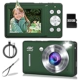 Digital Camera, 44MP Compact Camera, FHD 1080P Point and Shoot Digital Cameras with 16X Zoom, Face Detect, Smile Capture, Anti Shake, for Boys Girls Teens Gifts (Deep Green)