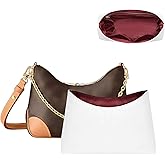 Doxo Purse Organizer Insert for Lv Boulogne, Upgraded Lightweight Zipper Bag Insert with 7 Compartments, Custom Fit Inside Handbag Divider Shaper Accessories, White&Red