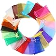 DECORA 120PCS 4x6 Inch Organza Drawstring Bags Mixed Color Wedding Favour Mesh Bags for Gift Mini Jewelry Candy