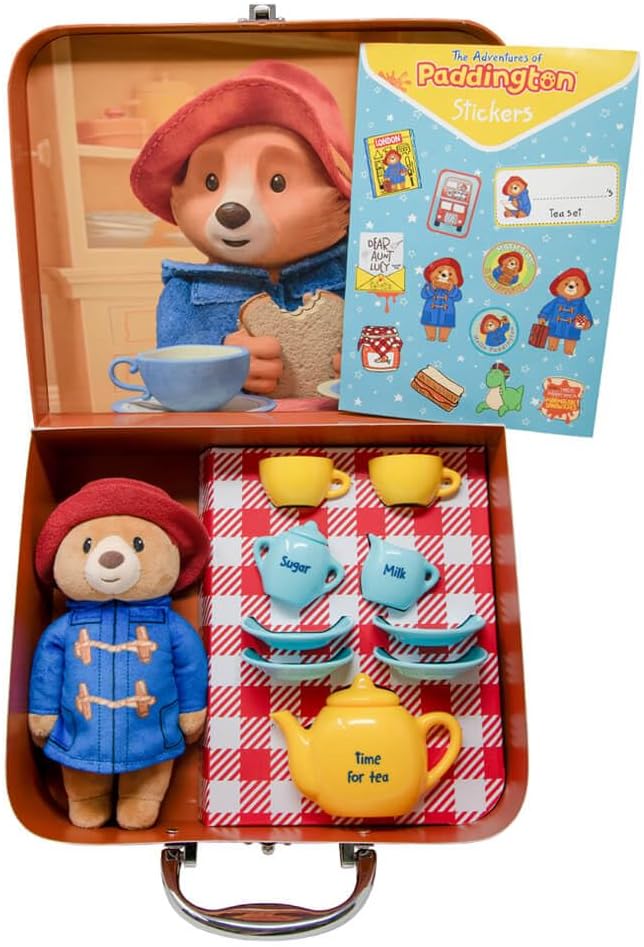 Rainbow Designs Paddington Bear 9-Piece Tea Set With Soft Toy Suitcase