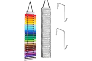 LA QUEENIE Vinyl Rolls Storage Organizer,Vinyl Storage Rack with 24 Roll Compartments,Wall Mount Vinyl Holder Bag for Craft Room,Door,Closet,Wrapping Paper