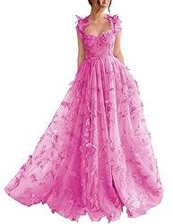 YUAOHUANG Women's Tulle Prom Dress 2024 Long with