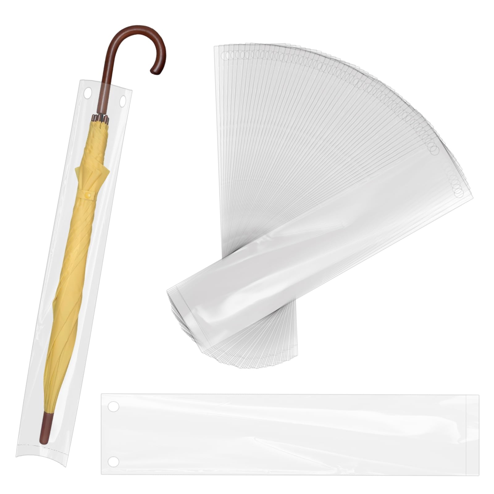 Photo 1 of 100PCS Clear Disposable Umbrella Bags Long Wet Umbrellas Bags Wrapper Clear Wet Umbrella Cases 27.56 X 5.12 Inch Disposable Covers Long Rain Umbrellas Sleeves