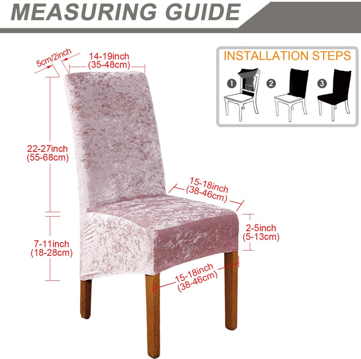 ele ELEOPTION Crushed Velvet Stretchable Elastic Chair Covers for Dining Room Wedding Banquet Party Decoration - Image 4