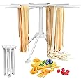 MEQUER Pasta Drying Rack Collapsible - Household Noodle Dryer Rack Hanging for Home Use - Noodle Stander Spaghetti Stander wi