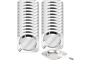 BBRGIRL 20-pack Stainless Ashtrays,Ash Trays for Smokers,Ashtray for Patio,Disposable Ashtrays for Party,Cigar Ashtray for Men(Square,Silver,4.5"x4.5"x0.6")