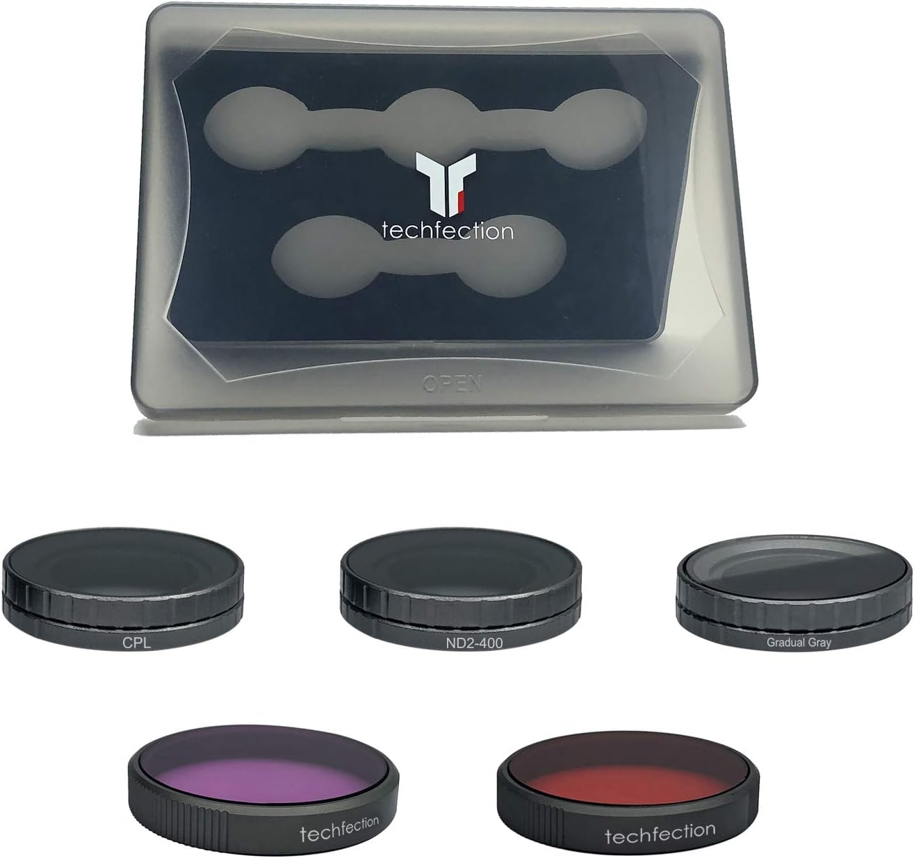 Techfection Osmo Action Filters Set 5 Pack Camera Lens Filters (ND CPL GND Diving Purple/Red Filters) for DJI Osmo Action Accessories Perfect Suitable for Outdoor Underwater and Other More Scenes