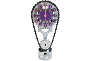 ALLENPRO Gear Clock Rotating Gear Timing Chain Desktop Vintage Steampunk Industrial Home Decor Clock-Unique Vintage Clock (Purple)