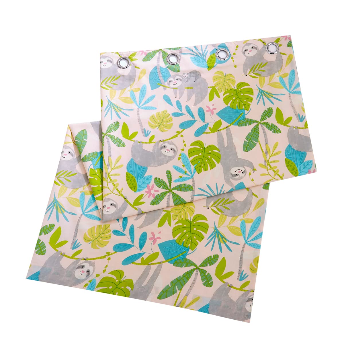 Olivia Rocco Sloth Duvet Cover Set - Pink Duvet, Quilt, Fitted Sheet, Pillow Case - Kids Bedding Set - Soft, Easy Care - Children's Bedding Cover - Quilt Bed Cover (Curtains 66" x 72")