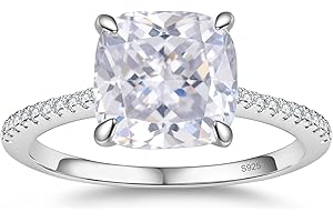 BAGUTTA PAVONE CZ Engagement Rings for Women,Women's Round/Pear/Oval/Cushion/Radiant Cut 925 Sterling Silver Solitaire Wedding Bands Engagement Promise Rings with 18K White Gold Plated 1.5/2/3/4/5CT