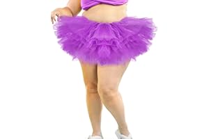 Shihanee 5 Layers Plus Size Tutu Skirt Women Adult Classic Elastic Halloween Tutu Tulle Skirt Short Lady 80's Dance