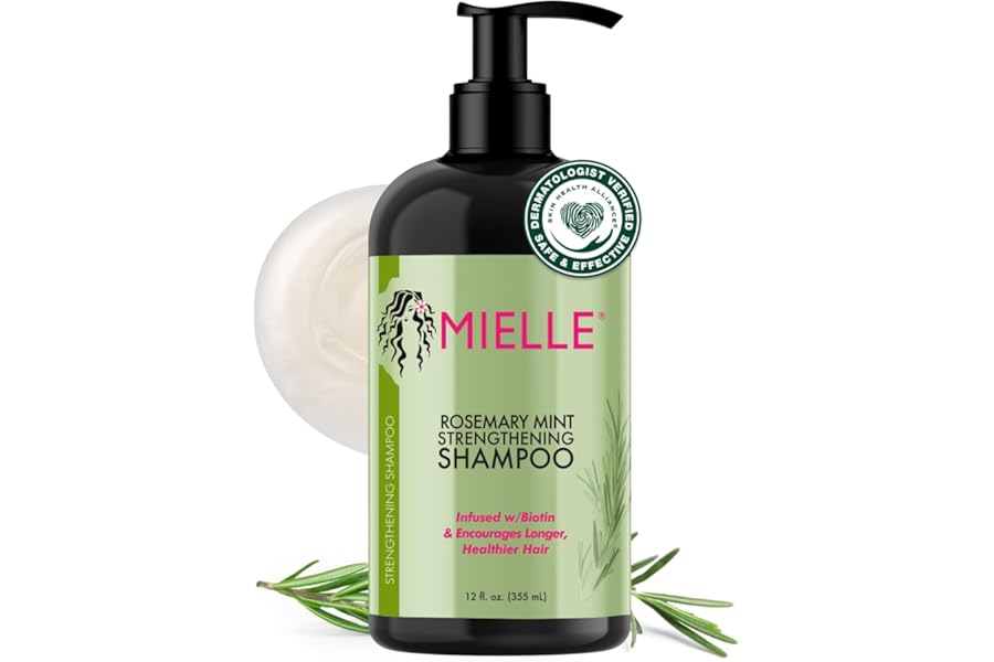 Mielle Organics Rosemary Mint Hair Strengthening Biotin Shampoo – Moisturizing Hair Shampoo for Women and Men to Gently Cleanse, Repair & Protect Strands (12 oz)
