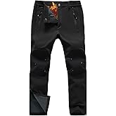 Rdruko Men's Snow Ski Pants Waterproof Insulated Fleece Lined Snowboard Winter Hiking Camping Pant with Zipper Bottom Leg