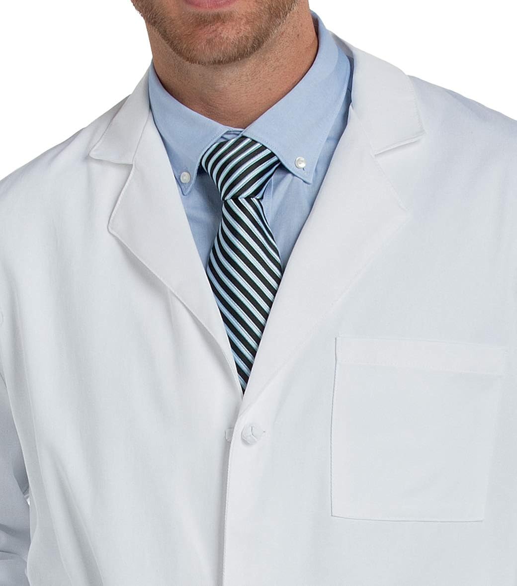 Landau Men's 3-Pocket, Classic Relaxed Fit, 5-Button, Full-Length, Cotton Twill Lab Coat 3138: Medical Lab Coats: Clothing