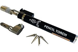 PROFESSIONAL EZ TRAVEL COLLECTION 8" Butane Pencil Torch with Tips (Push Button Piezo Igniter)