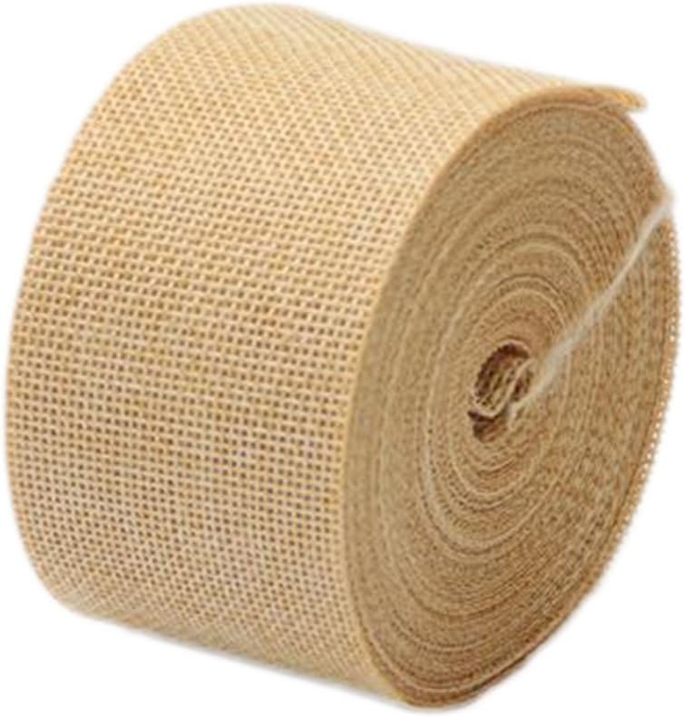 Weimay 10M Yard Natural Burlap Craft Linen Ribbon Rolls for DIY Wedding Party Christmas Decorations - 1 Roll(Champagne)