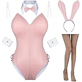 Womens Bunny Costume Girl Suit Senpai Cosplay Anime Role Costume One Piece Bodysuit Stockings Set