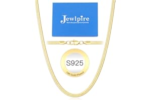Jewlpire 18K Gold Plated 925 Sterling Silver Herringbone Necklace for Women, Gold Plated Necklace for Women 3mm/4mm/5mm Herringbone Chain Necklace Dainty Women's Chain Necklaces 16 18 20 22 24 Inch