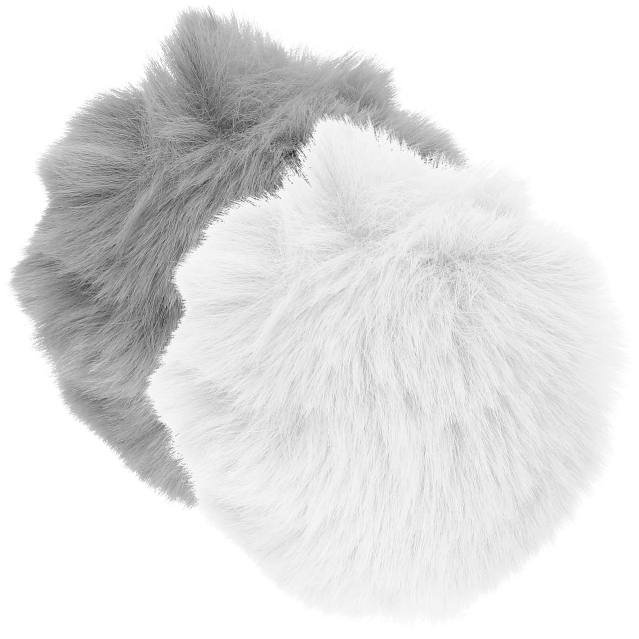 Holibanna 2Pcs Bunny Tail Props Fluffy Rabbit Tail Pom Poms for Kids Cosplay Easter Party Halloween Costume Accessories White Grey