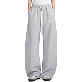 FACDIBY Womens Barrel Sweatpants Fleece Lined Wide Leg Sweat Pants Cotton Elastic Waisted Trousers with Pockets