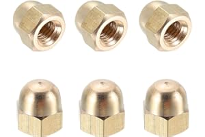 MECCANIXITY Acorn Hex Cap Nuts, M6x1mm Brass Dome Head Hex Decorative Cap Nuts for Screws Bolts Industrial Mechanical Electrical Equipment Repair Hardware(Gold Tone, Pack of 6)