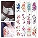 Flowers Printing Temporary Tattoos Stickers, Butterfly Rose Lotus Blossoms Stickers for Girl and Women