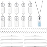 UNICRAFTALE 10 Sets Glass Vial Necklace Making Kit 17.7 Inch Glass Vial Pendant Necklace Wish Bottles Hourglass Memorial Keepsake Cremation Ashes Holder Memory Container for DIY