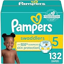 Pampers Swaddlers Diapers, Size 5 (20-37 lbs), 132 Count, Absorbent, Keeps Baby Dry and Comfortable, Skin Safe Disposable Bab