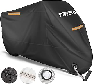 Favoto Motorrad Abdeckplane Outdoor Motorradabdeckung XXL 210T Oxford Stoff Abdeckhaube Indoor Motorradplane Doppelt genähter mit Wasserdichten Streifen verbessertes Schlossloch 245cmx105cmx125cm