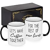 Maustic Wedding Engagement Newlywed Gifts for Couples, His and Hers Mr and Mrs Gifts, Bridal Shower Gift, Let's Have Coffee Together for the Rest of Our Lives Coffee Mugs Set,11 Oz