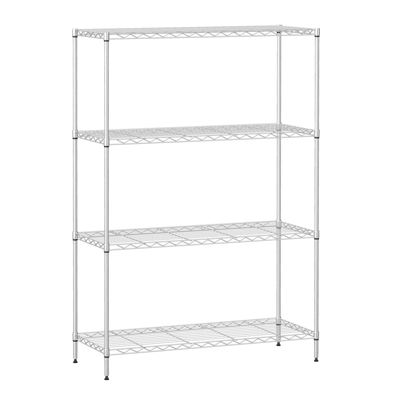 4-Tier Storage Shelves 35.4" L x 13.3" W x 53.7" H Metal Garage Shelves Standing Storage Shelf Adjustable Layer Racks with Steel Frame, Suitable for Kitchen, Garage or Commercial Use (Chrome) Image