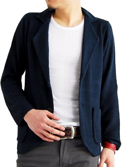 Amazon アーケード Arcade 3color メンズ ニット テーラードジャケット ニットジャケット 変わり編み ニットテーラードジャケット M 46 ネイビー コート ジャケット 通販