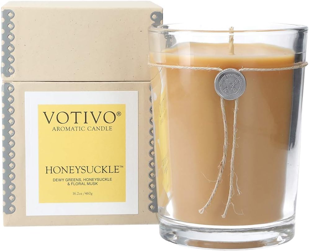 VOTIVO 16.2oz Large Aromatic Soy Blend Candle, Highly fragranced Luxury Home décor-Honeysuckle