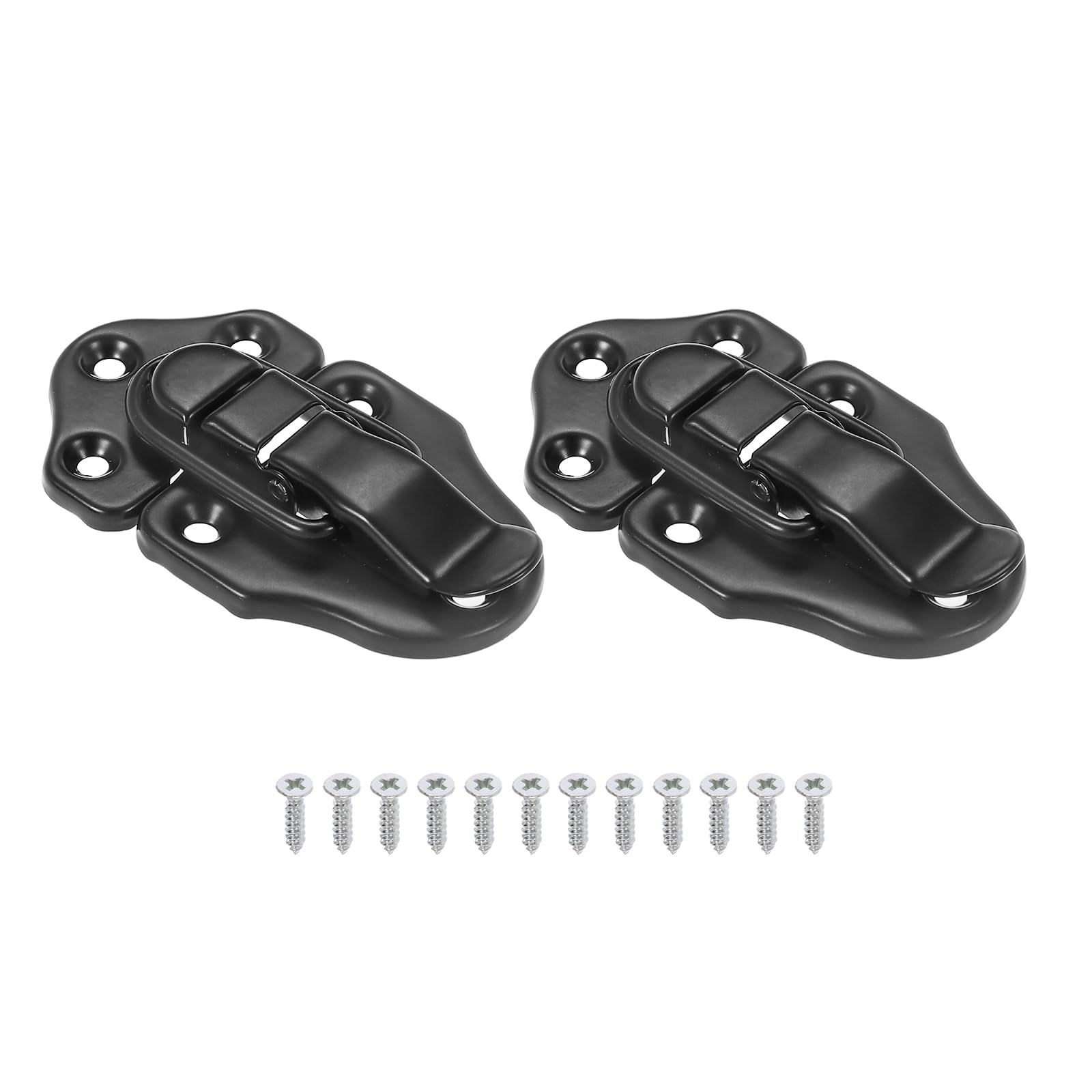 PATIKIL Retro Style Duckbilled Toggle Hasp Latch, 2 Pack Small Metal Vintage Box Toggle with Mounting Screw for Jewelry Cabinet Wooden Ordinary Box Crafts, Black