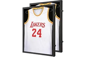 Hactyn Jersey Frame Display Case 2 Pack for Wall ,Large Lockable T-Shirt Shadow Box with Clear UV Protection Acrylic & Hanger