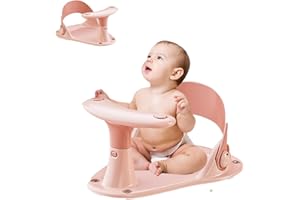 EASYFORALL Baby Bath Seat with Water Thermometer for Infants Baby Bathing, Non-Slip Baby Bathtub Seat, Portable Foldable Baby Bath Tub Seat for Infant Toddler 6-36 Months (Pink)