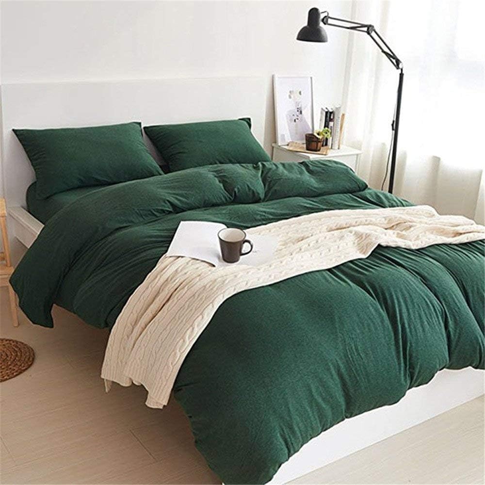 Amazon Com Mertrago Green Duvet Cover Queen Jersey Cotton Duvet