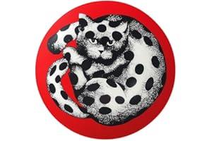 AlphaDesignLuxe 8″ Ceramic Decorative Wall Plate – Red & Black Italian-Style Modern Art Design, Elegant Tabletop or Wall Décor Accent, Gift-Ready with Hanging Hook & Wooden Stand – Black Panther