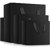 EUSOAR Gift Wrap Bags Bulk, 30pcs Black Heavy Duty Reusable Craft Handle Kraft Bags with 3 sizes, Recyclable Shopping Bags for Boutique, Grocery, Retail, Business, Party Favor, Birthdays