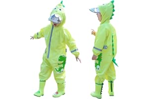 Toddler Rain Suit Baby Rain Suit with Hood Waterproof Coverall One Piece Rain Suit Kids(3-10 Years)