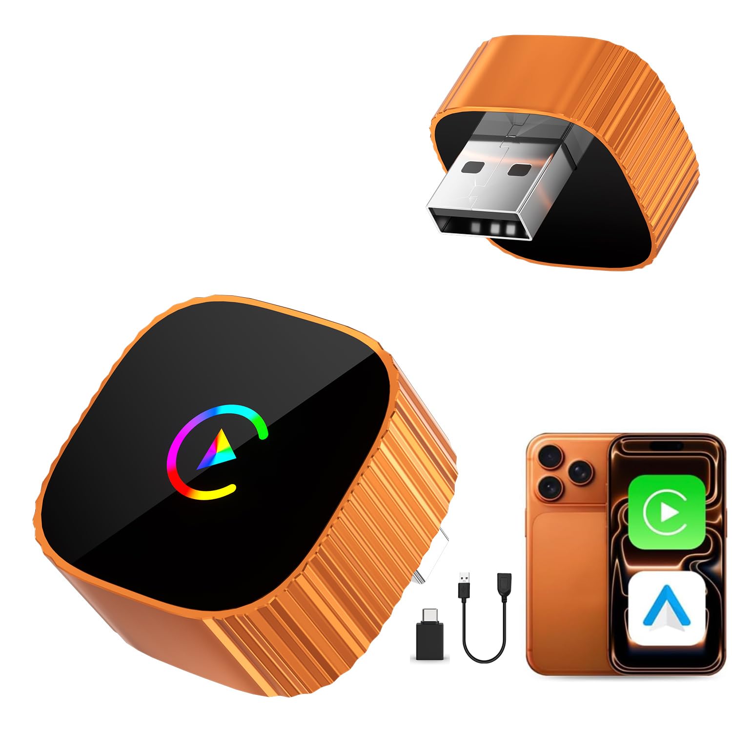 Photo 1 of 2 in1 Mini Wireless CarPlay for iPhone & Android Auto (2026 Upgrade), No Delay, Fast & Stable Connection, Plug & Play, Converts Wired to Wireless Carplay Dongle for 2016+ Cars, USB-A/Type-C Port