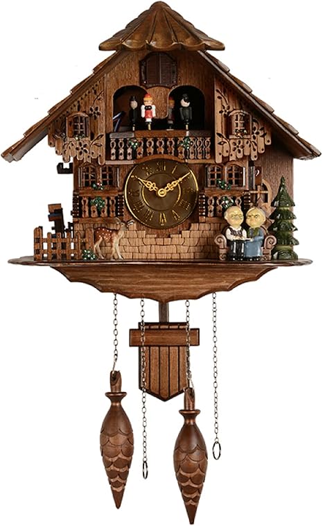 Amazon カッコウ時計 黒い森の家シャレー壁振り子時計ヨーロッパの牧歌的な家の装飾カッコウ木材手彫り彫刻壁時計 Chalet 置き時計 掛け時計 オンライン通販